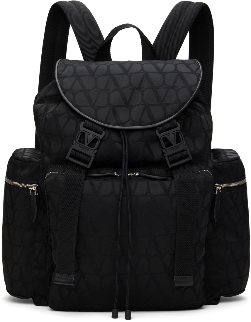 Shop Valentino Black Iconographe Backpack In Nero