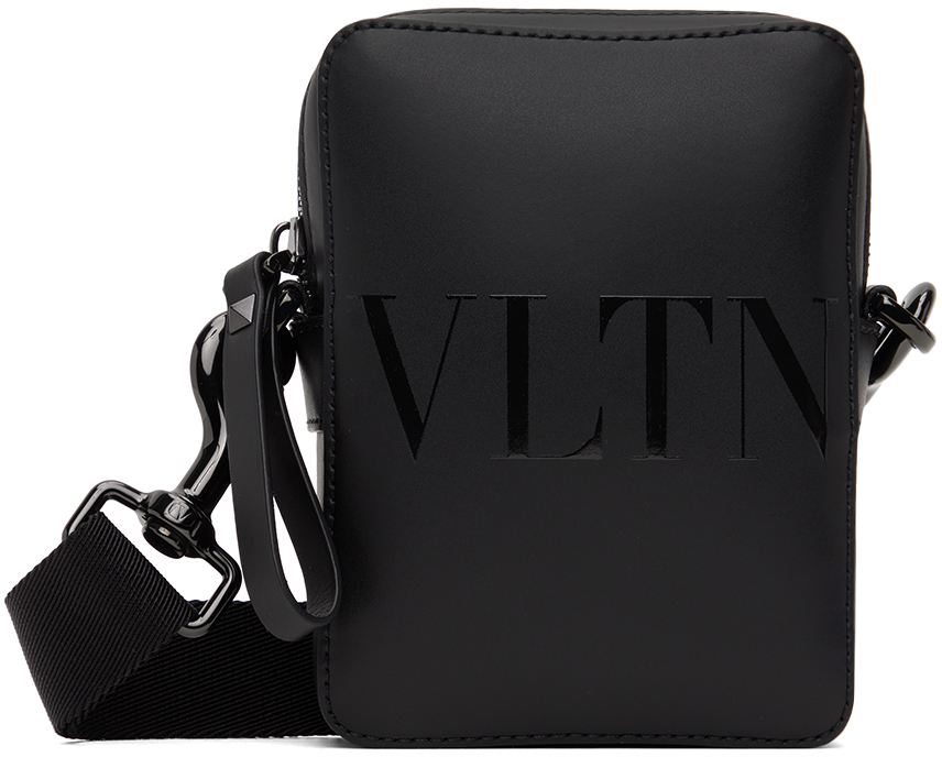 Shop Valentino Black Small 'vltn' Crossbody Bag In Nero