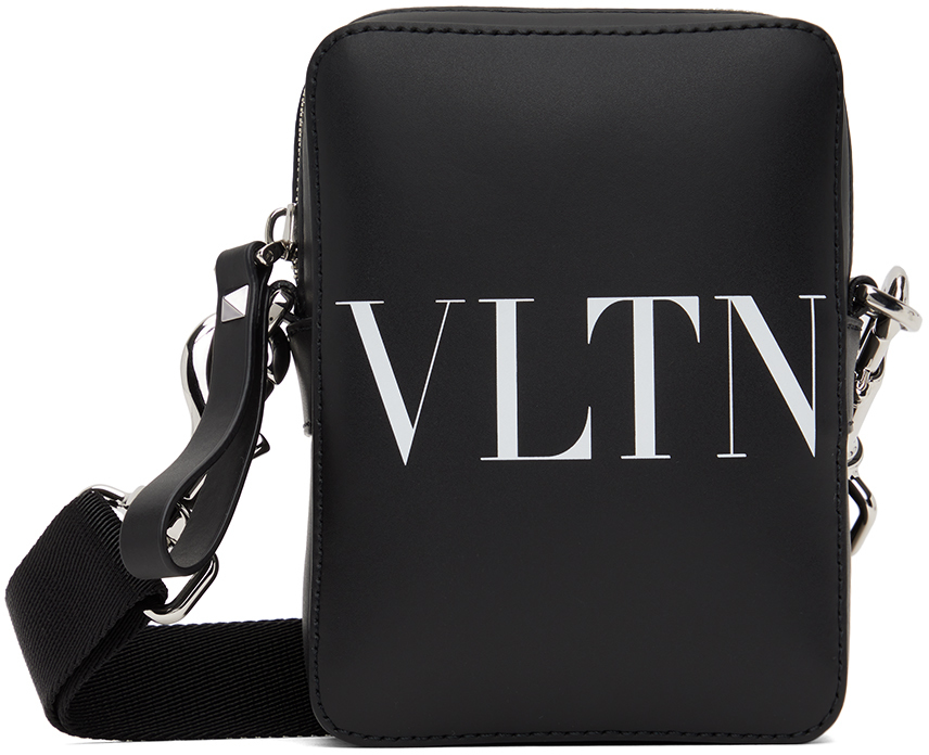 Valentino Garavani Black Small 'vltn' Crossbody Bag In Nero/bianco