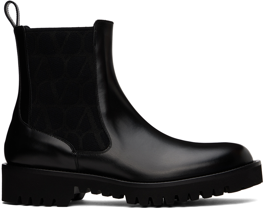 Shop Valentino Black Beatle Chelsea Boots In 0no Nero