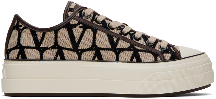 Beige & Black Toile Iconographe Totaloop Sneakers