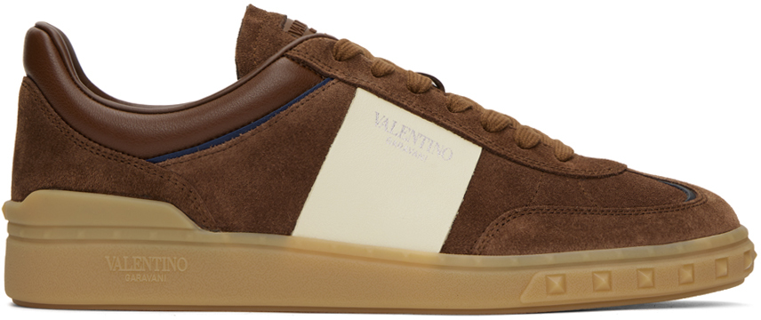 Shop Valentino Brown Highline Sneakers In Chocolate/ivory