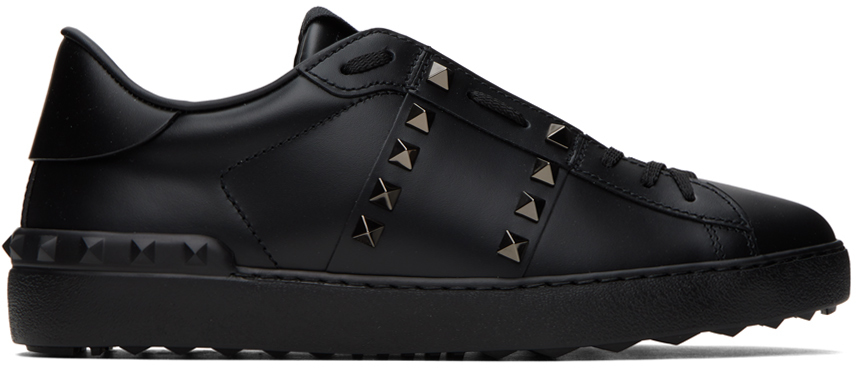 Shop Valentino Black Rockstud Untitled Sneakers In Nero/nero