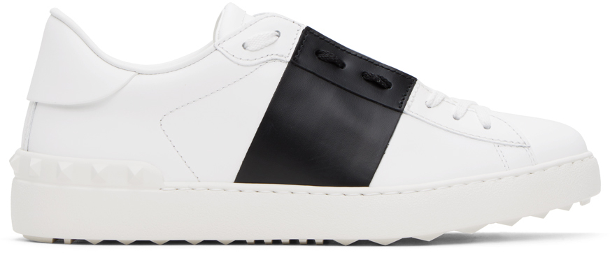 Shop Valentino White & Black Open Sneakers In Bianco/nero/bianco