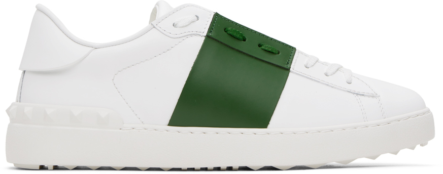 Shop Valentino White & Green Open Sneakers In Fern Green/bianco