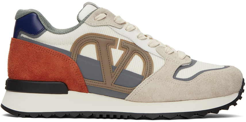 Shop Valentino Multicolor Vlogo Pace Sneakers In Amber/bianco/ivory