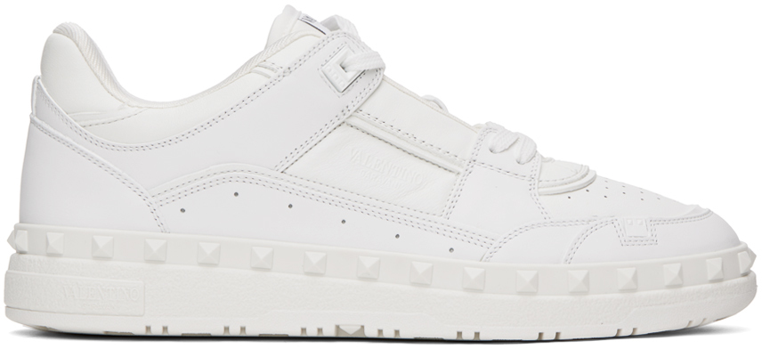 Shop Valentino White Freedots Sneakers In Bianco