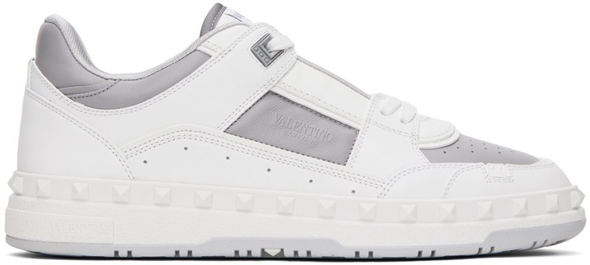 Valentino Garavani White & Gray Freedots Sneakers In Bianco/pastel Grey