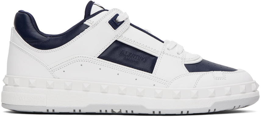 Shop Valentino White & Navy Freedots Sneakers In Bianco/worker