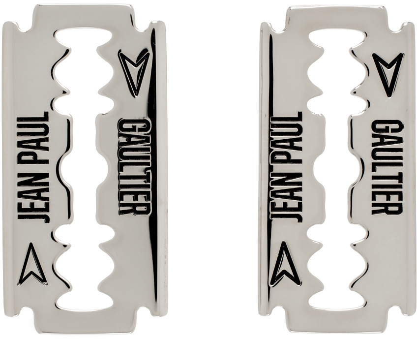 Jean Paul Gaultier: Silver 'The Razor Blade' Earrings | SSENSE Canada