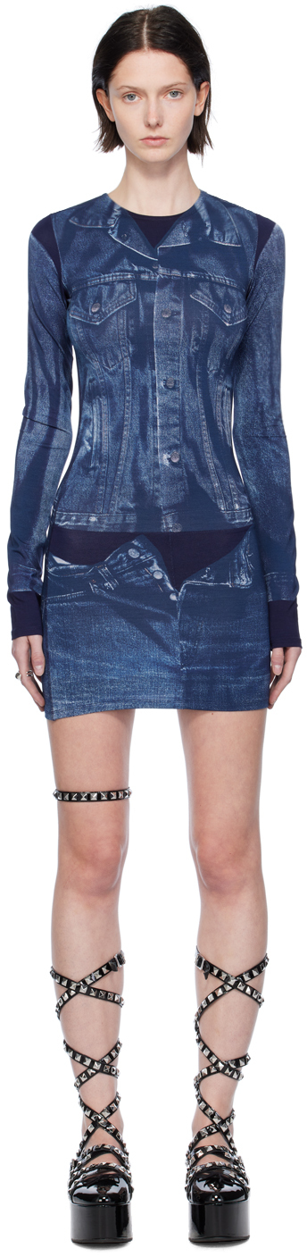 Jean Paul gaultier トロンプルイユ　ミニドレス Jean Paul Gaultierのネイビー トロンプルイユ ミニドレスがセール中