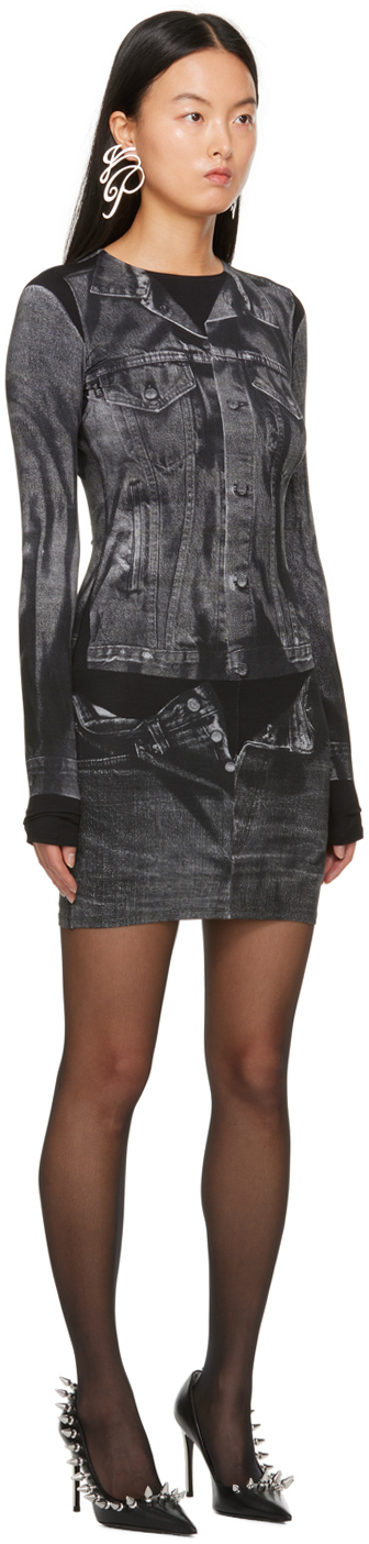 JEAN PAUL GAULTIER BLACK TROMPE L'ŒIL MINIDRESS