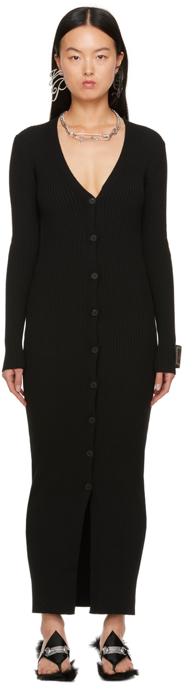 Jean Paul Gaultier Black Eiffel Tower Midi Dress In 00 Black