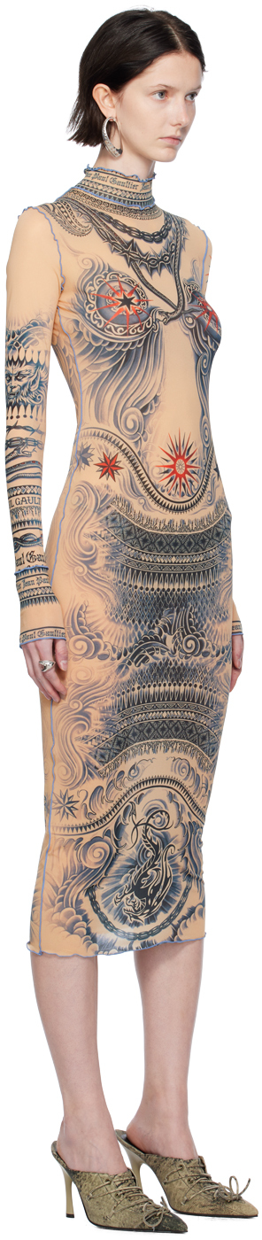 JEAN PAUL GAULTIER BEIGE SOLEIL MIDI DRESS 