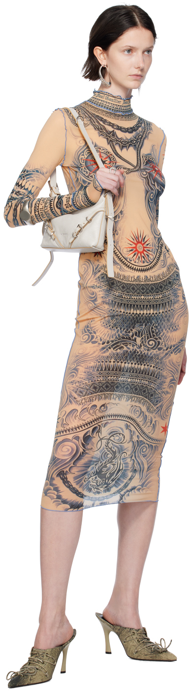 JEAN PAUL GAULTIER BEIGE SOLEIL MIDI DRESS 