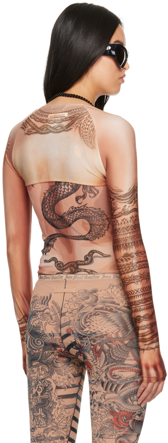 Jean Paul Gaultier Orange Graphic Cardigan In 25 Lightnude