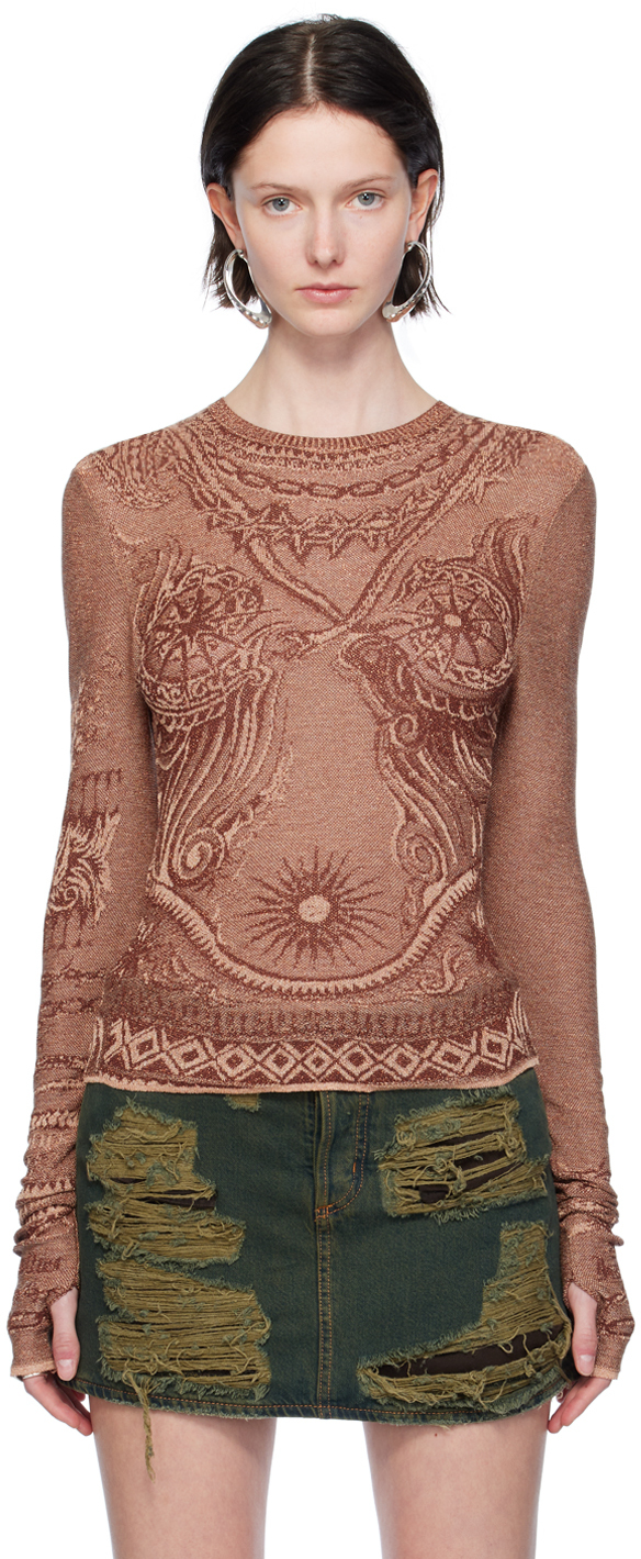 Jean Paul Gaultier Brown Soleil Sweater In 9715 Bronze/orange