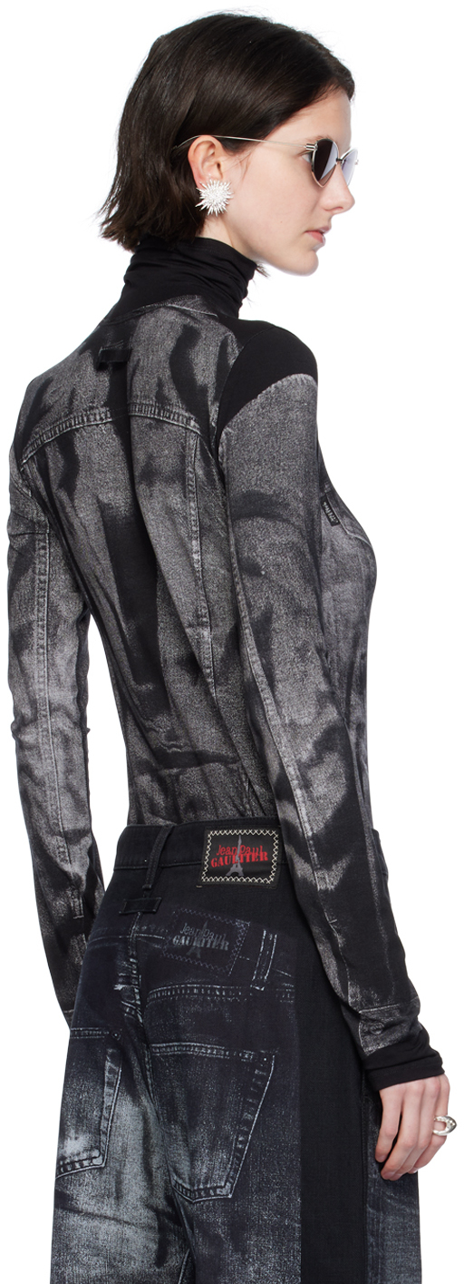 Jean Paul Gaultier Trompe L'oeil-print Roll-neck Jumper In 0002 Black/grey