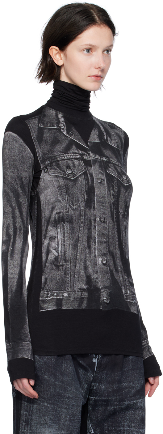 Jean Paul Gaultier Trompe L'oeil-print Roll-neck Jumper In 0002 Black/grey