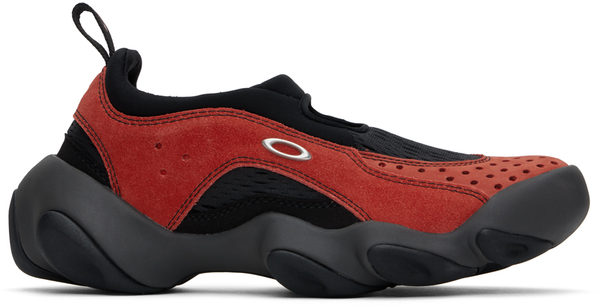 Shop Oakley Factory Team Red & Black Flesh Sandals In Lava/black