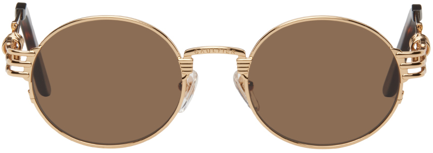 Shop Jean Paul Gaultier Rose Gold 56-6106 Sunglasses In 21-pink