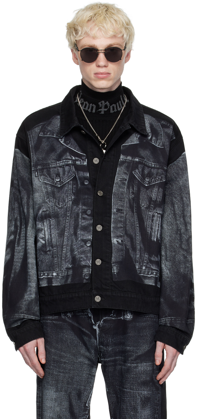 Sporty Men Black Printed Denim Jacket at Rs 520 in Mumbai | ID:  2849483544033