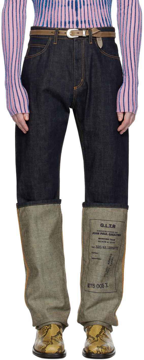 Jean Paul Gaultier Indigo Rolled Jeans In 55-indigo