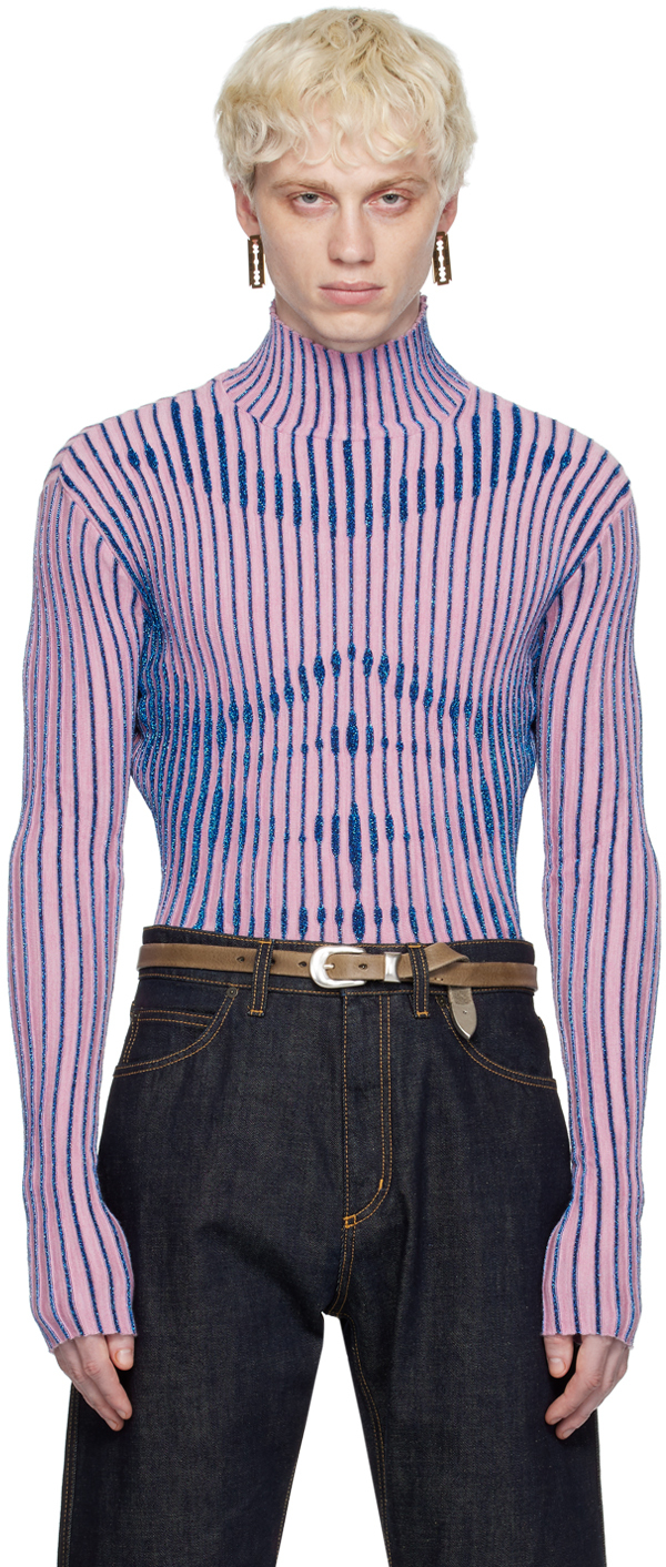 Jean Paul Gaultier Pink Striped Sweater In 2150-pink/blue