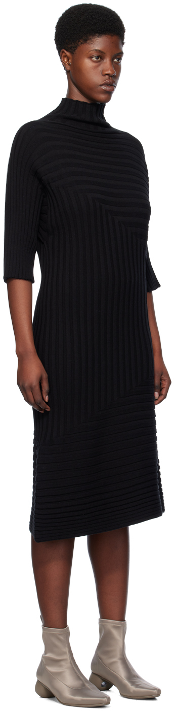 Shop Issey Miyake Black Two Textured Midi Dress In 15-black