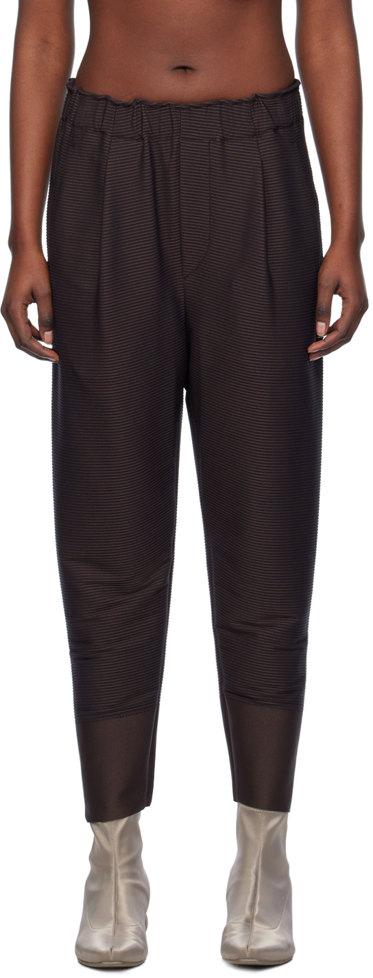 Issey Miyake Brown Pinstripe Lounge Pants In 45-dark Brown