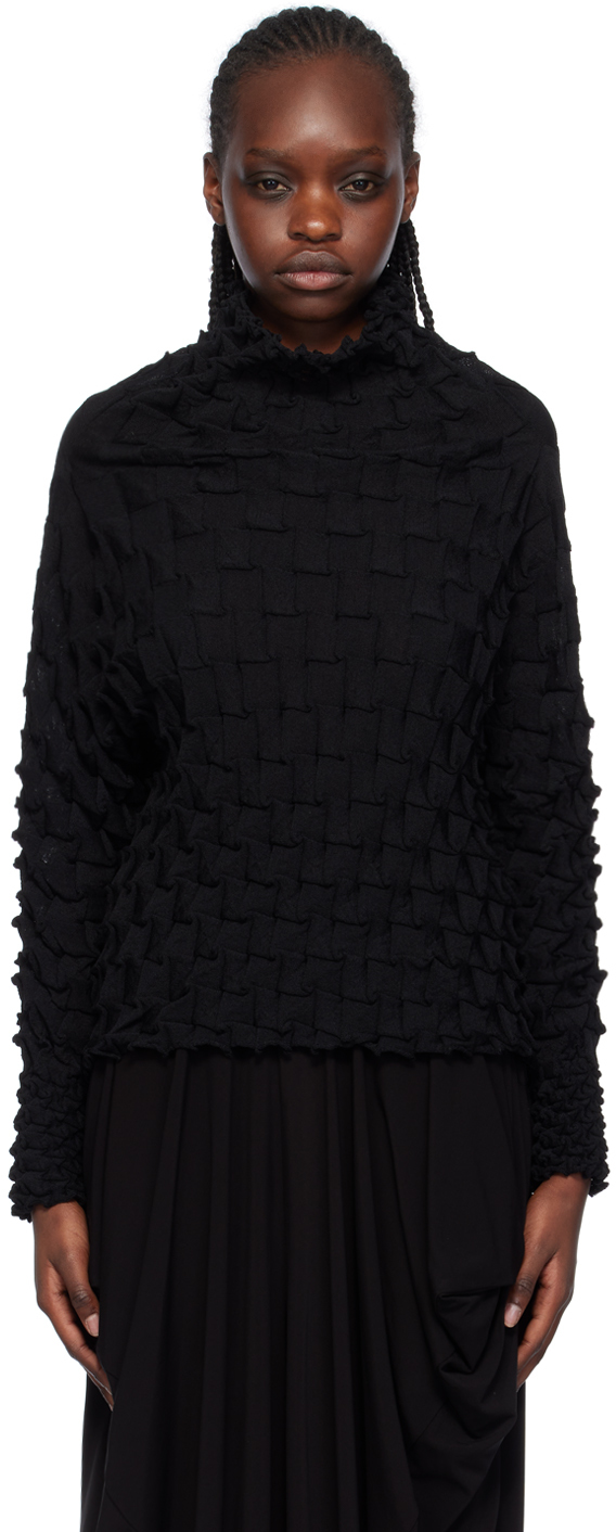 ISSEY MIYAKE: Black Shell Convertible Cardigan | SSENSE Canada