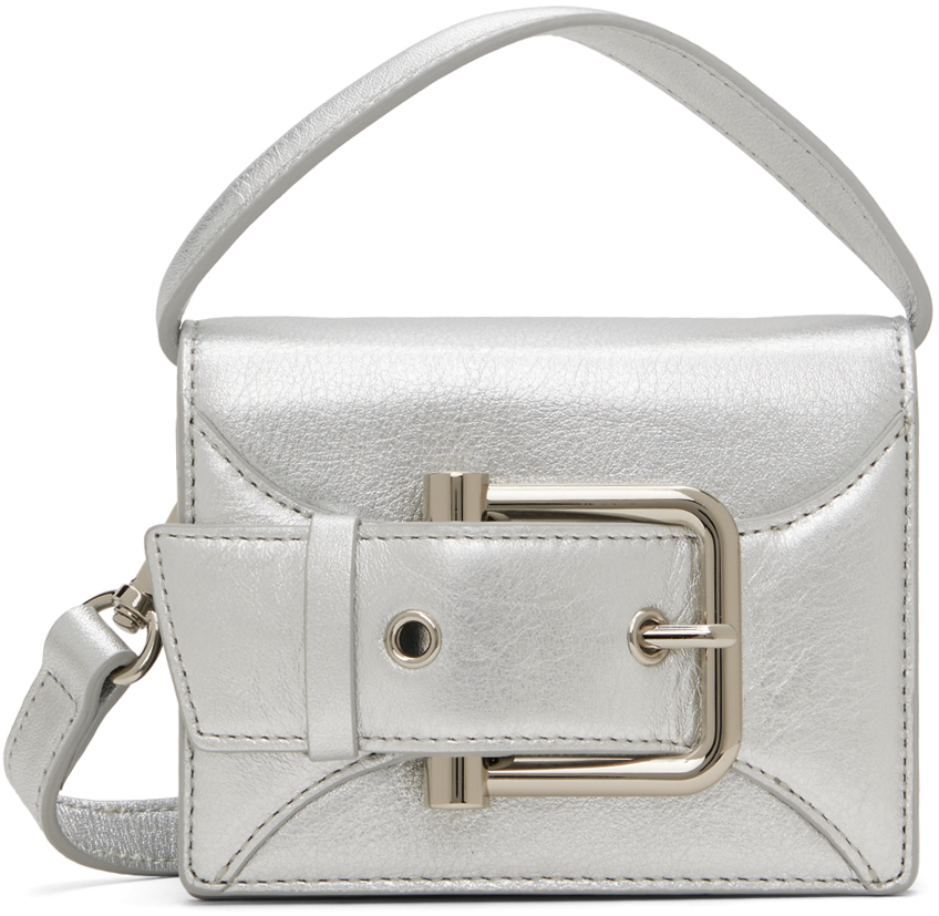 Silver Belted Boucle Micro Bag