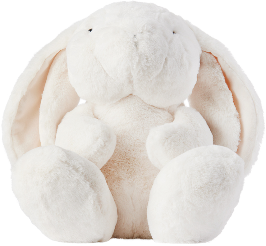 Shop Bonpoint Baby White Signature Bunny Plush Toy In 002 Blanc Lait