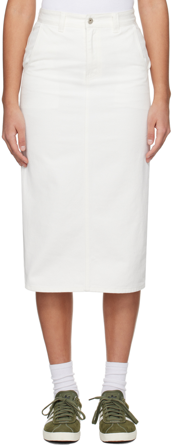 White H-Line Denim Midi Skirt