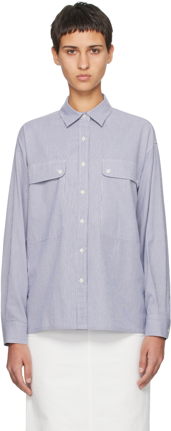 nothing written blue stripe shirt