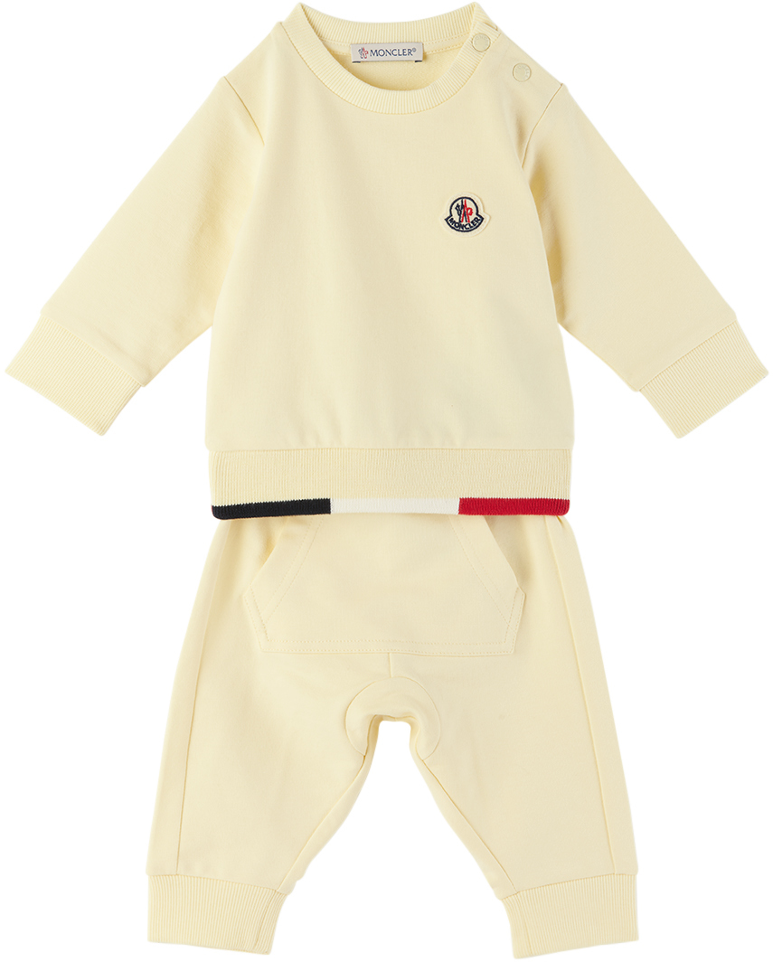 moncler enfant baby yellow patch sweatsuit