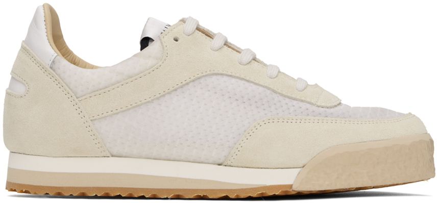 White & Beige Pitch Low Sneakers