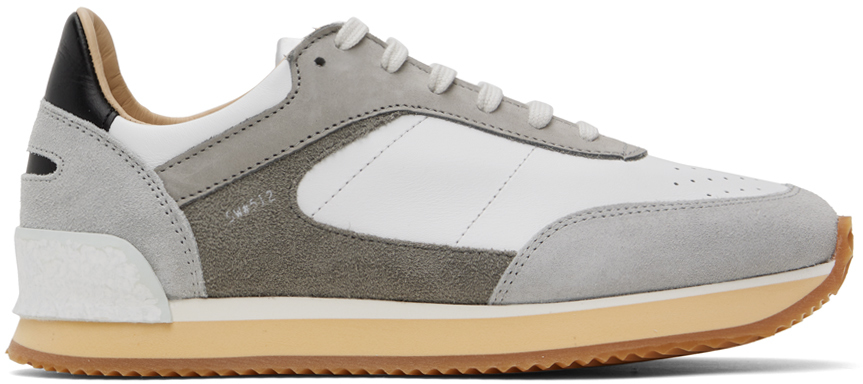 Shop Spalwart White & Gray Dash Low Sneakers In Grey