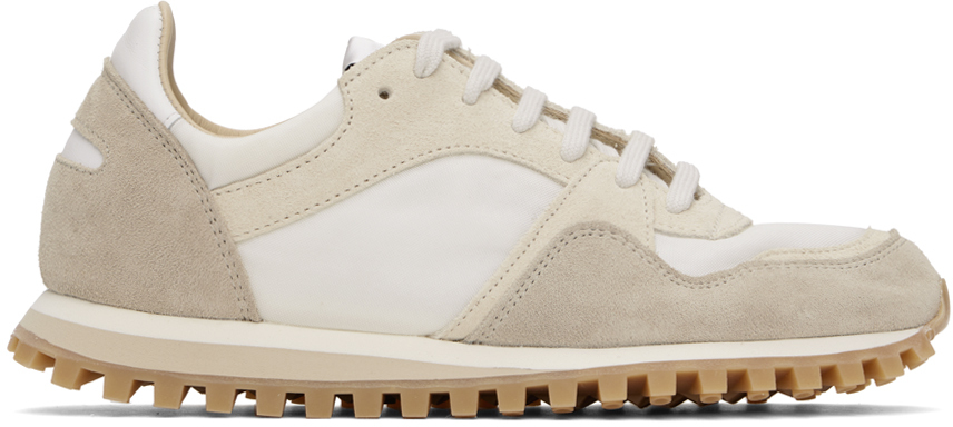 White & Taupe Marathon Trail Low Sneakers