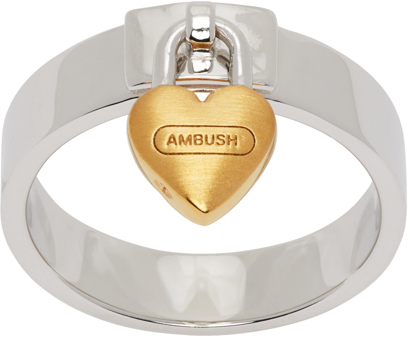 Ambush Silver Heart Padlock Ring