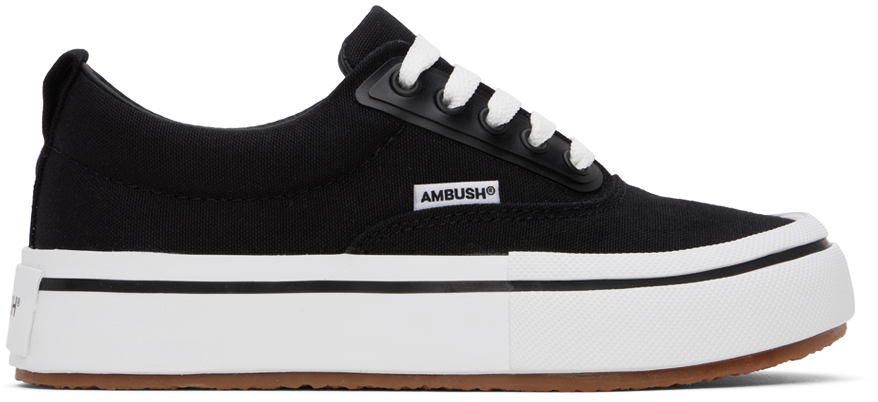 Black Vulcanized Lace Up Sneakers by AMBUSH on Sale