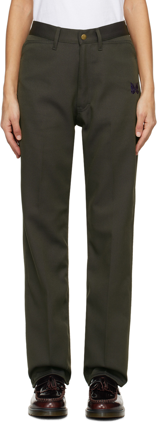 Khaki Straight Trousers