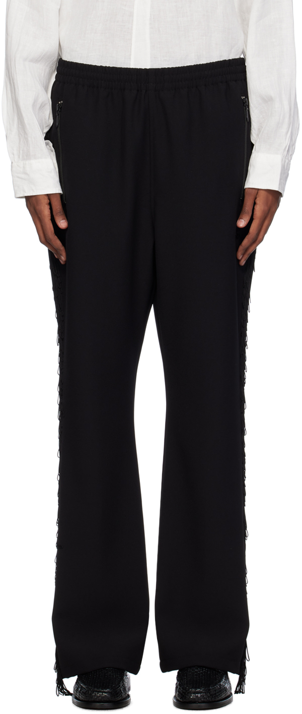 Needles Black Fringed Track Trousers In D-black