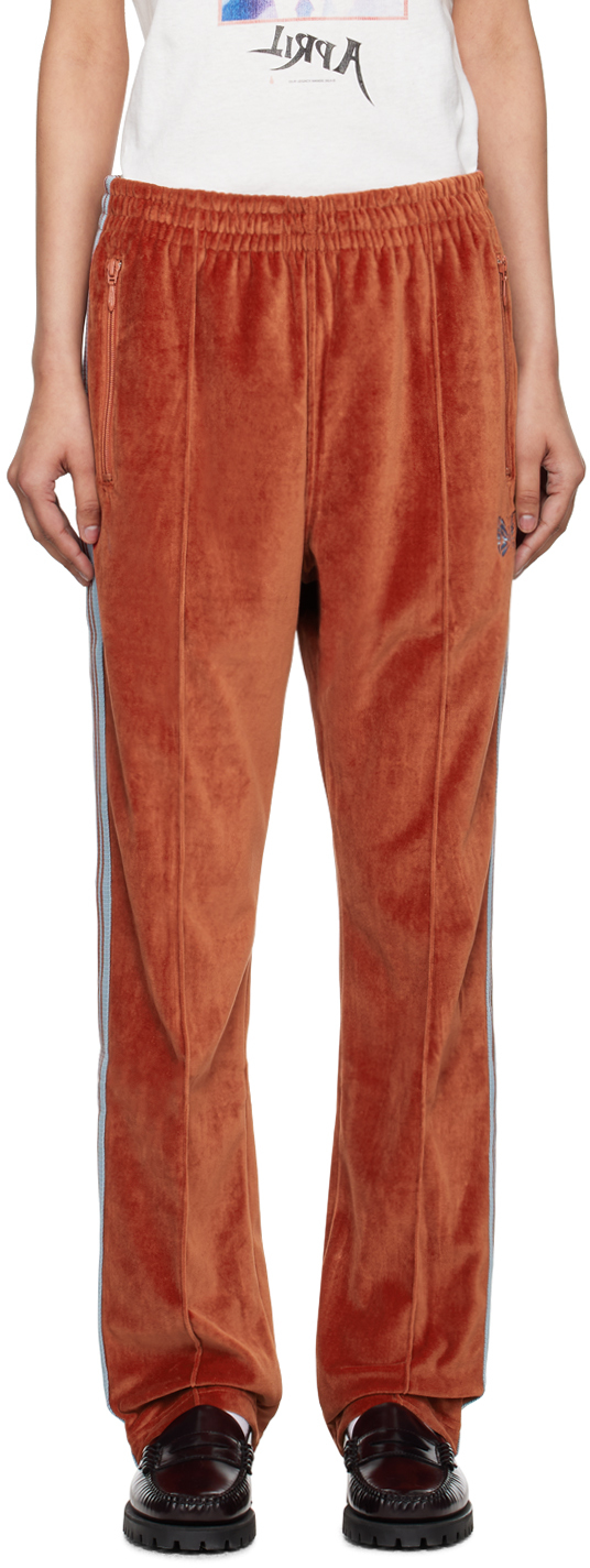 Needles Orange Narrow Track Pants In B-brick