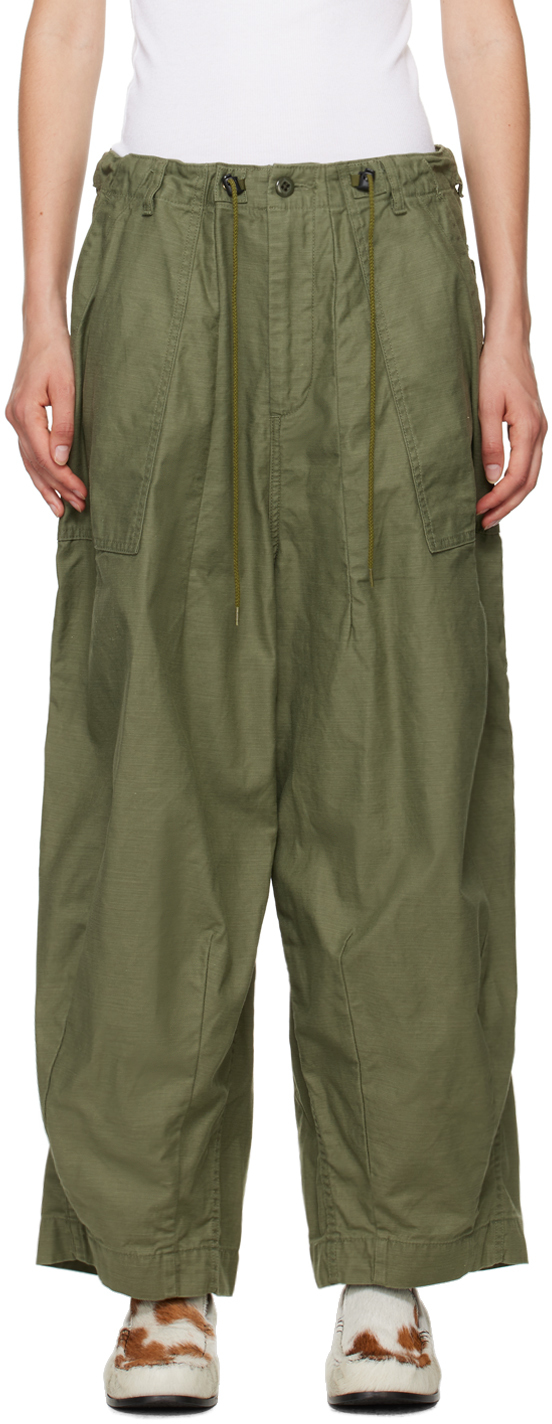 Shop Needles Khaki H.d. Trousers In A-olive