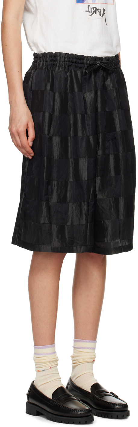 Needles Black Check Shorts In B-black