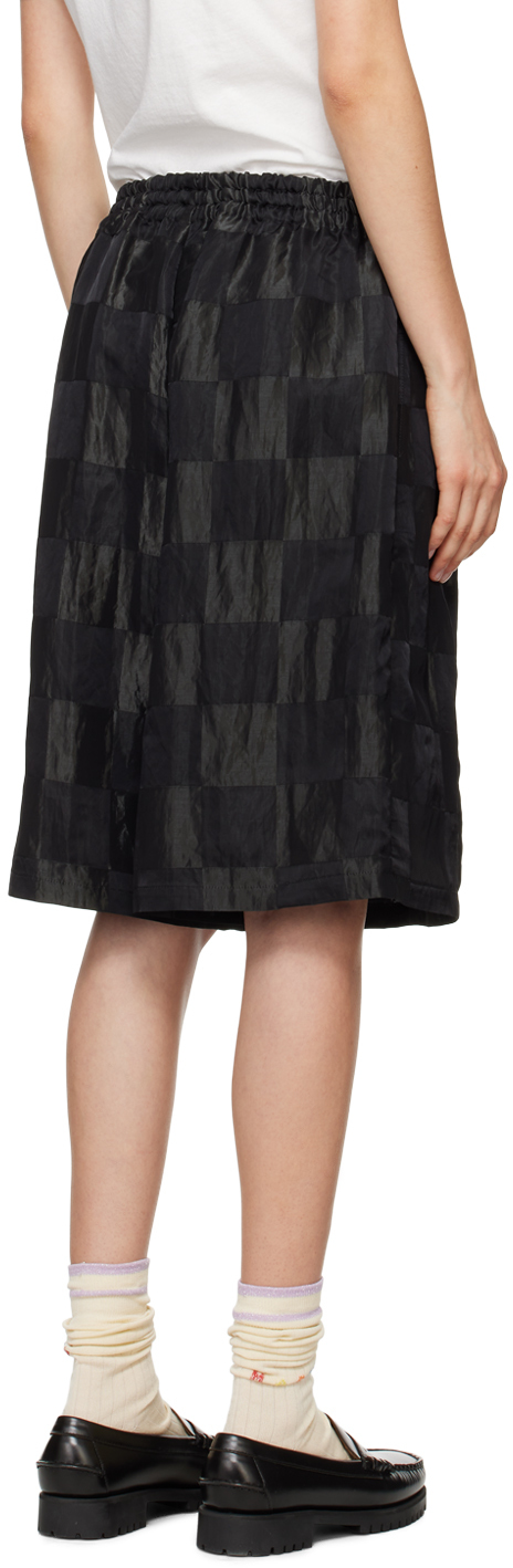 Needles Black Check Shorts In B-black