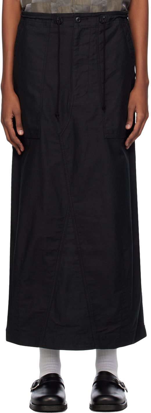 Needles Black String Fatigue Midi Skirt In C-black