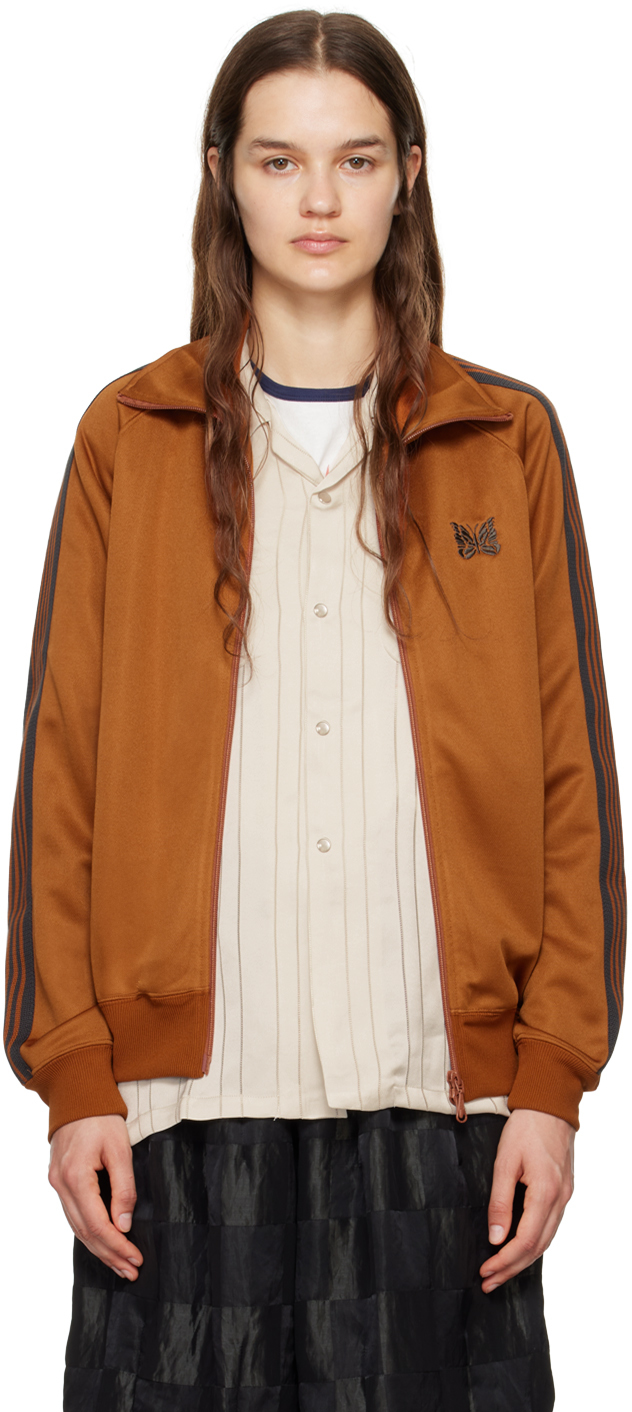Shop Needles Orange Embroidered Track Jacket In A-rust