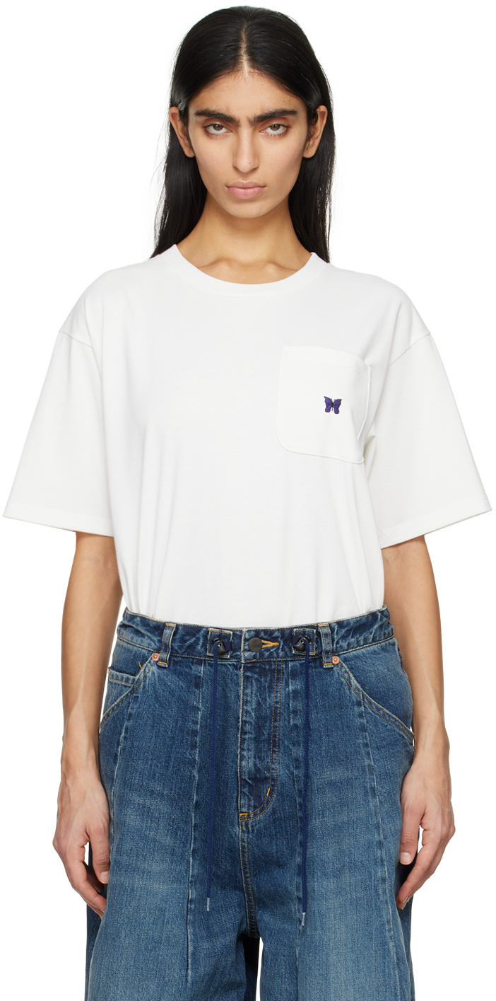 Shop Needles White Embroidered T-shirt In A-white